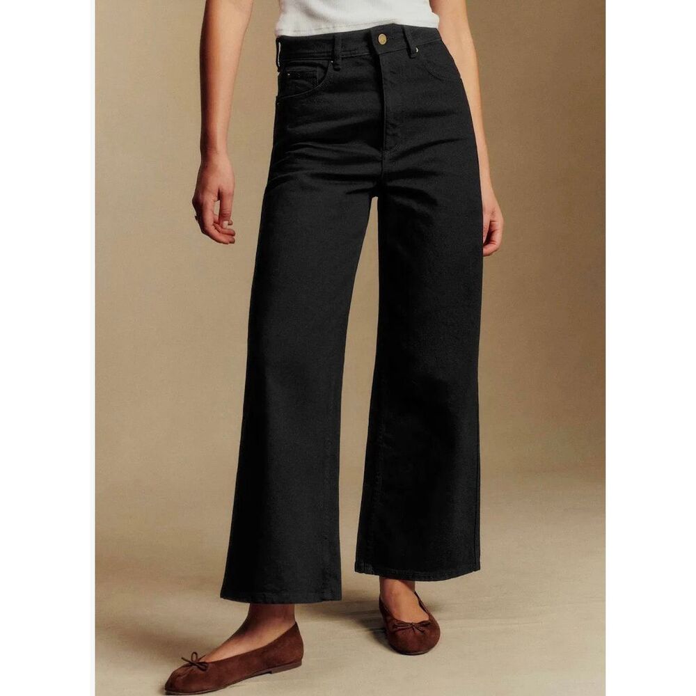 Sezane Wide Le Crop Jeans | Black in 38/6